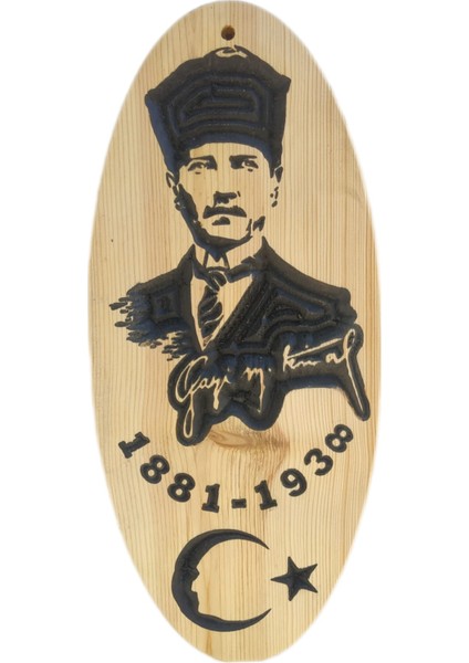 Atatürk Ahşap Oyma duvar Süsü. kavukluk,ahşap raf