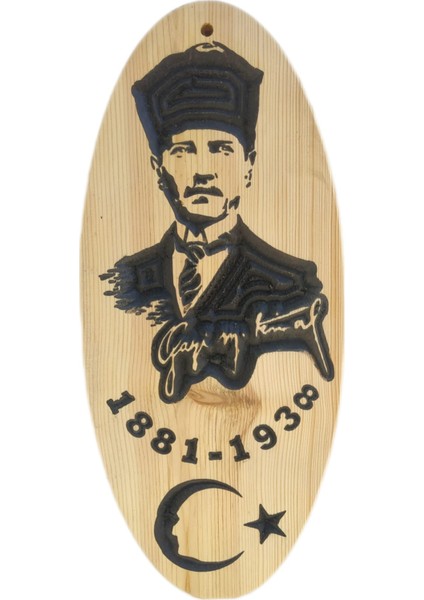 Atatürk Ahşap Oyma duvar Süsü. kavukluk,ahşap raf