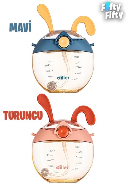 Dıller Pipetli 330 ml Boyun Askılı Çocuk Su Matarası