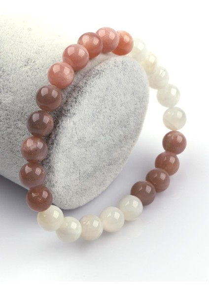 Ay Taşı Doğal Taş 8 mm Küre Kesim Bileklik