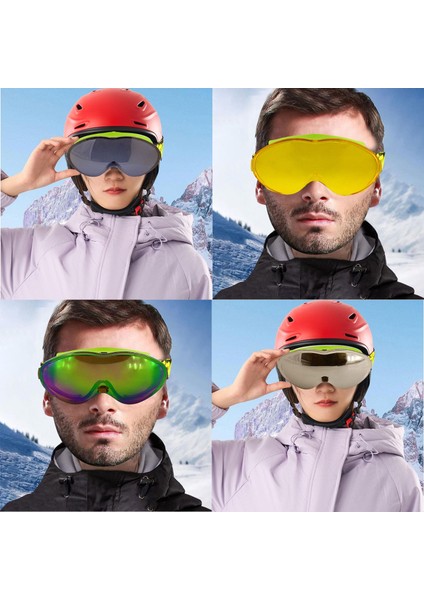 Kayak Gözlüğü Değiştirebilir Camlı Güneş Kar Gözlük Gökkuşağı Snowboard Glasses Gözlük+3 Adet Yedek Cam