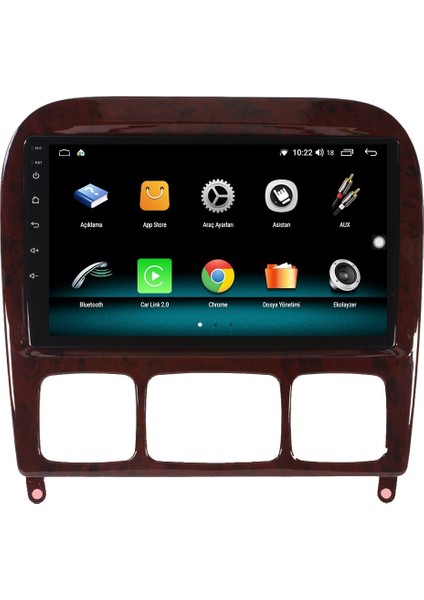 Mercedes S Class W220 Android 13 Multimedya Carplay 4gb RAM+64GB HDD 1998-2005 Navigasyon Ekran
