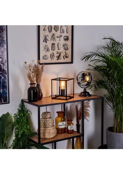 Modern, Retro,vintage,rustik Siyah 1XE27 Duylu Küp Metal 20CMX20CM Abajur