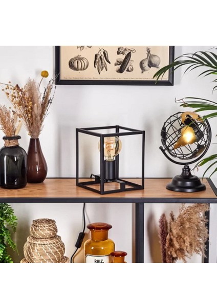 Modern, Retro,vintage,rustik Siyah 1XE27 Duylu Küp Metal 20CMX20CM Abajur fırsatları