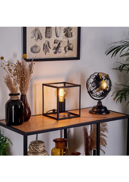 Modern, Retro,vintage,rustik Siyah 1XE27 Duylu Küp Metal 20CMX20CM Abajur indirimleri