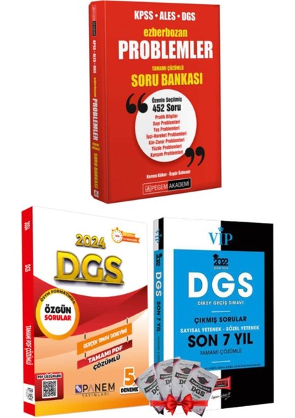 2024 Problemler Soru Bankası + Panem DGS 5 Deneme + DGS Son 7 Yıl + 4d Hediye