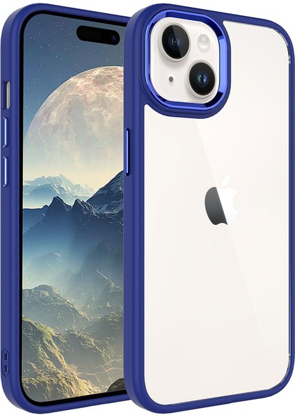 iPhone 15 Plus Kılıf Zore Krom Kapak-Lacivert