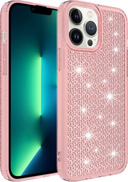 iPhone 13 Pro Max Kılıf Airbagli Parlak Tasarımlı Zore Snow Kapak-Pembe