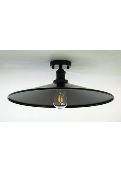 RETRO,RUSTİK11,VİNTAGE Siyah Başlık 1XE27 Duylu Metal Plofonyer Avize Şapka ÇAPI:38CM
