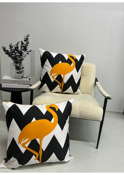 Flamingo Desenli Dekoratif 2'li Minder Kılıfı Seti 60 x 60 cm