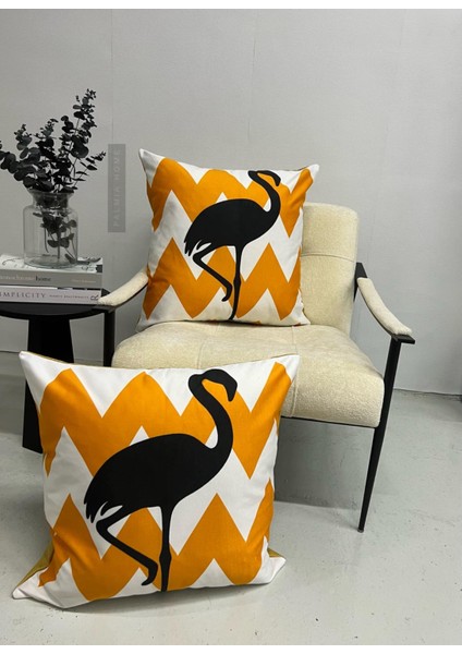 Flamingo Desenli Dekoratif 2'li Minder Kılıfı Seti 60 x 60 cm