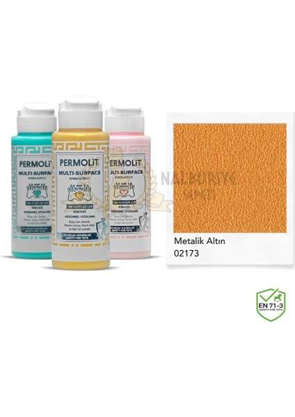 Multi Surface Akrilik Hobi Boyası Metalik Altın 120 Ml.