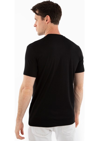 -Bisiklet Yaka Kısa Kollu Likralı Viskon Erkek T-Shirt