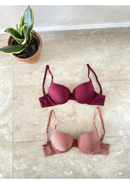 2'li Ekonomik Paket Double Push Up Dolgulu Destekli Siyah Beyaz