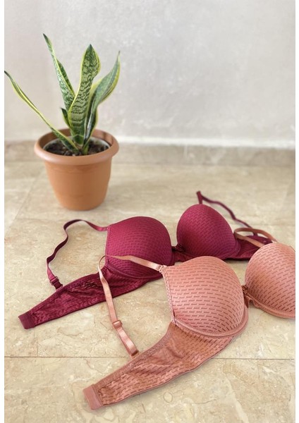 2'li Ekonomik Paket Double Push Up Dolgulu Destekli Siyah Beyaz modelleri