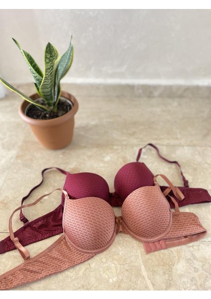 2'li Ekonomik Paket Double Push Up Dolgulu Destekli Siyah Beyaz fırsatları