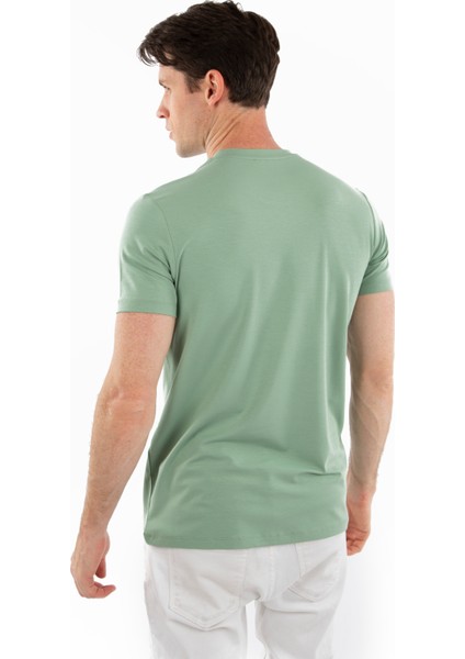 -Bisiklet Yaka Kısa Kollu Likralı Viskon Erkek T-Shirt modelleri