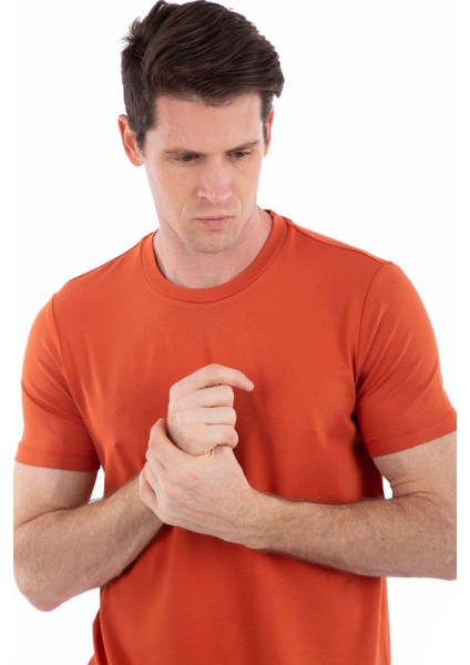 -Bisiklet Yaka Kısa Kollu Likralı Viskon Erkek T-Shirt fiyatları