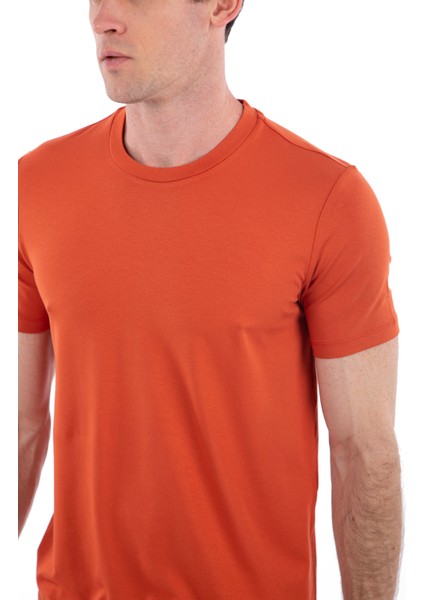 -Bisiklet Yaka Kısa Kollu Likralı Viskon Erkek T-Shirt modelleri