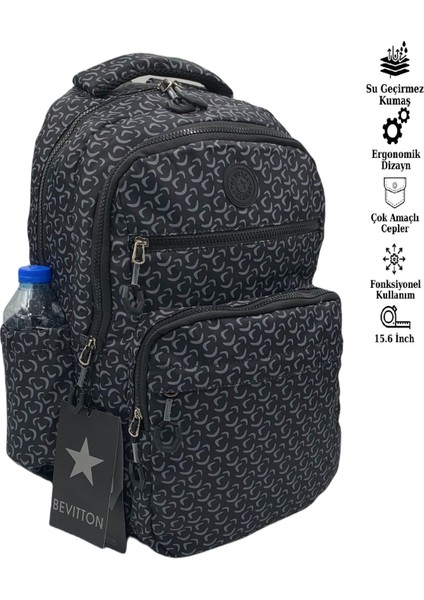 Saten Su Geçirmez Kumaş Unisex Okul Sırt Çantası A3113