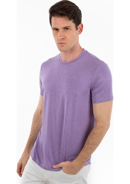 -Bisiklet Yaka Kısa Kollu Likralı Viskon Erkek T-Shirt fırsatları