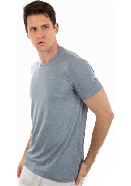 -Bisiklet Yaka Kısa Kollu Likralı Viskon Erkek T-Shirt fırsatları
