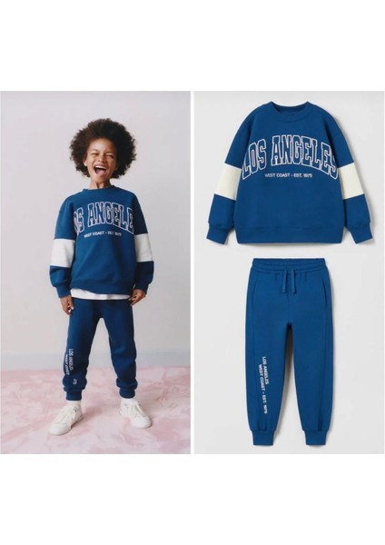 Erkek Çocuk Los Angeles Baskılı Pamuklu Sweatshirt Eşofman Alt-Üst Takım