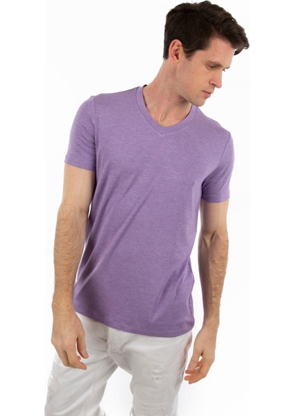 - V Yaka Kısa Kollu Likralı Viskon Erkek T-Shirt fiyatları