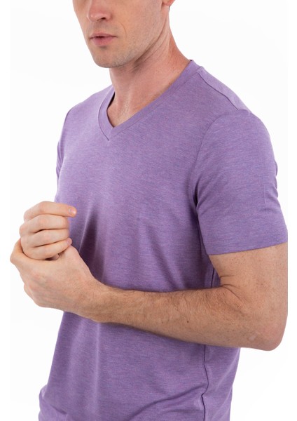 - V Yaka Kısa Kollu Likralı Viskon Erkek T-Shirt modelleri