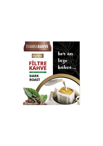 Istanbul Kahve Express Filtre Kahve Dark Rost 8 gr x 5