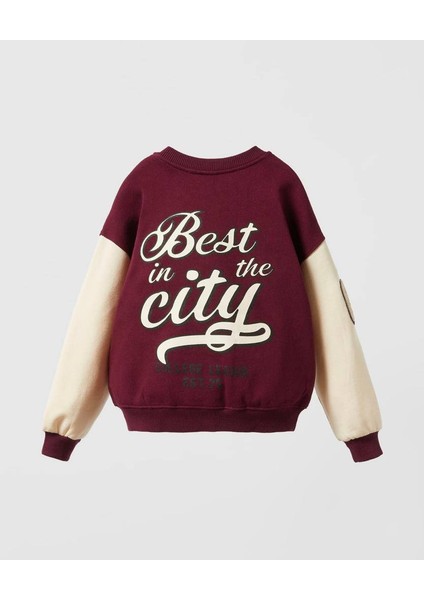 Yeni Sezon Içi Şardonlu Baskılı Unisex New York Kolej Bomber Mont