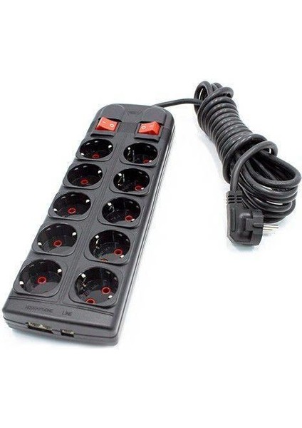 Sistem 2000 Uzatma Kablosu 10'lu Grup Priz 5+5 Birbirinden Bağımsız 5 Metre Kablolu Anahtarlı Adsl