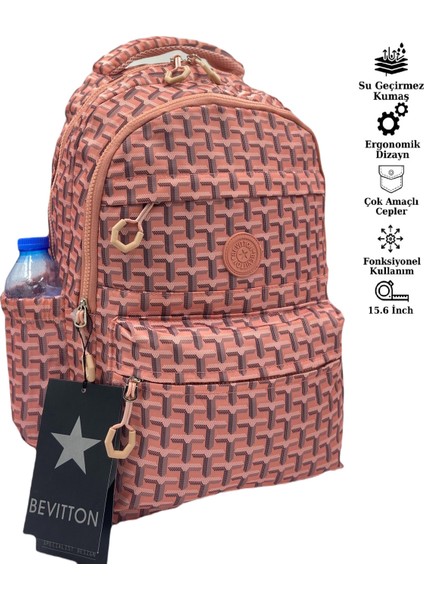 Saten Su Geçirmez Kumaş Unisex Okul Sırt Çantası 20289