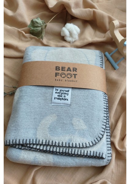 Oeko-Tex Sertifikalı Organik Pamuk Sevimli Fil Desenli Çift Taraflı Bebek Battaniyesi 75 x 100 cm fiyatları