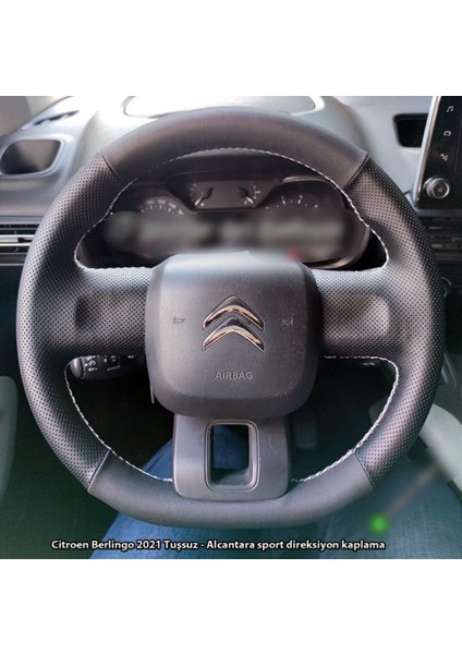 Citroen Berlingo 2021 Tussuz Alcantra Noktalı Direksiyon Kaplama