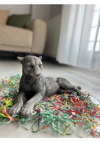 45X12 cm Eskitme Panter,kaplan,leopar Dekoratif Obje Biblo Heykel