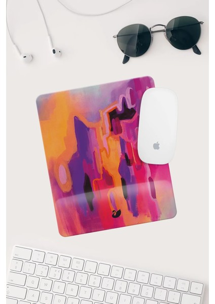 Renkli Boya Desenli Bilek Destekli Dikdörtgen Mouse Pad Mouse Altlığı