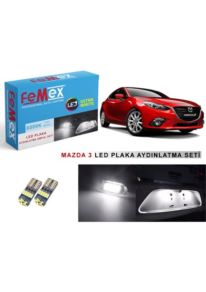 Mazda 3 LED Plaka Aydınlatma Ampul Seti Parlak Beyaz