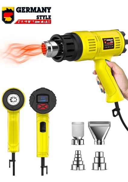 GRM9001 Sıcak Hava Tabancası Dijital Isı Göstergeli 2000 Watt Hem Sıcak Hem Soğuk