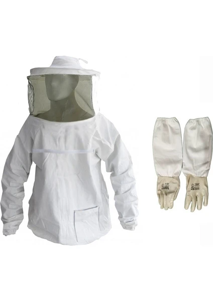 Sedef Beekeeping Arıcı Mont  Kıyafet Set M , (Mont Maske+Arıcı Uzun Eldiven)  04291