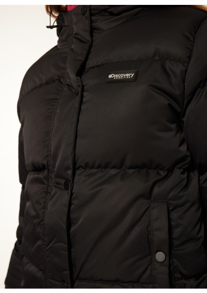 Siyah Kadın Kapüşonlu Mont D3WL-MNT15 indirimleri