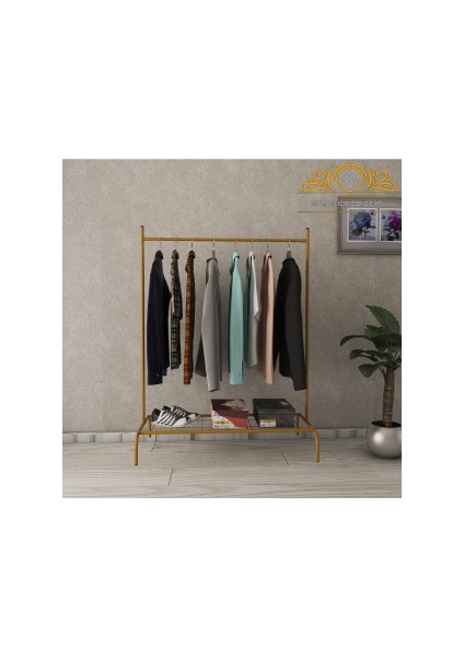Dikdörtgen Goldenrod Konfeksiyon Ayaklı Elbise Askılığı Butik Elbise Askısı
