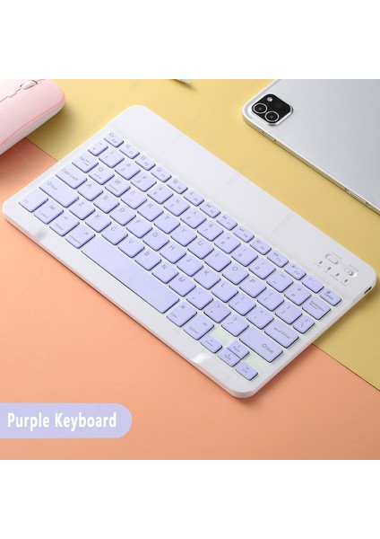 Klavye Mouse Seti Klavye Mouse Set Mini Q Kablosuz 2.4g Wirelless Multimedya Mor