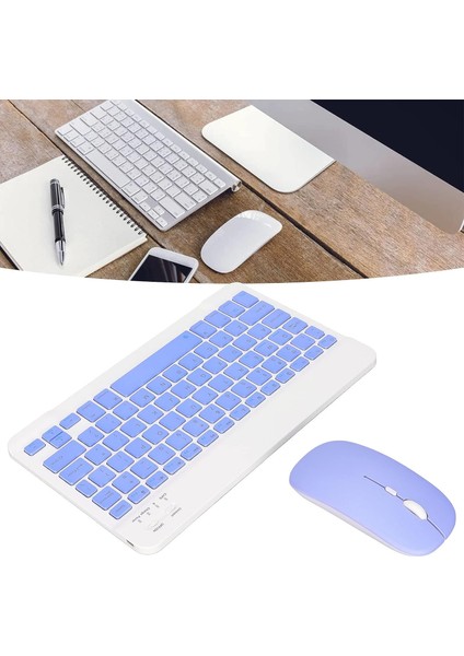Klavye Mouse Seti Klavye Mouse Set Mini Q Kablosuz 2.4g Wirelless Multimedya Mor