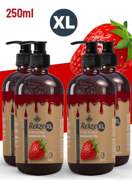 4 Adet Nemlendirici Yenilir Etkili Erotic Vücüt Masaj Yağı Çilekli 250 ml