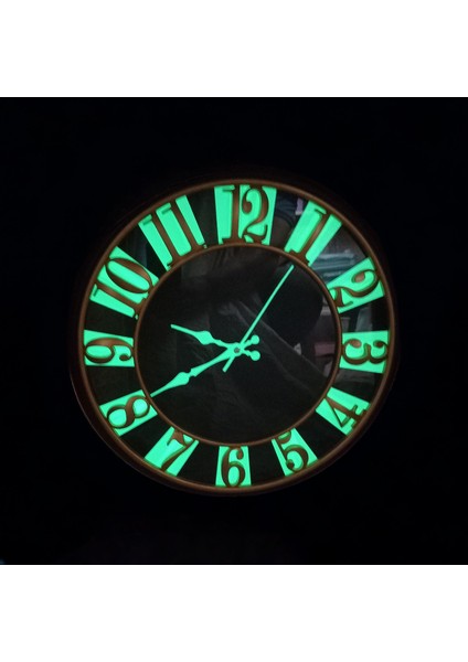 Siyah Gold Yeşil Fosforlu Salon Ofis Otel Duvar Saati 40 cm modelleri