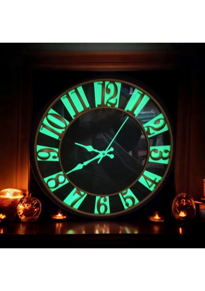 Siyah Gold Yeşil Fosforlu Salon Ofis Otel Duvar Saati 40 cm fırsatları