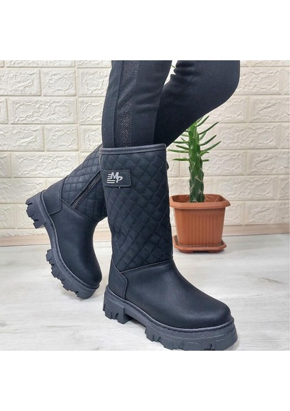3145 Siyah İçi Kürklü Fermuarlı 29CM Kız Çocuk Çizme modelleri