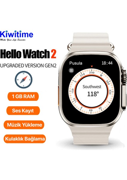 Hello Watch 2 Upgrade 2 1gb Ram Pusula Siri Nfc Bluetooth Arama Akıllı Saat