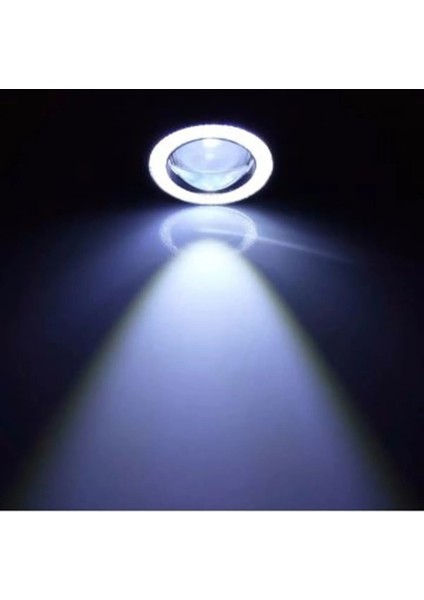 76 mm Beyaz Mercekli Angel LED Halkalı Sis Far Metal Gövde